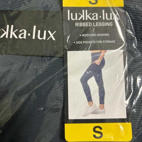 Lukka Lux Ribbed Ladies' Legging, Blue, S, New with Tag - Picture 5 of 6